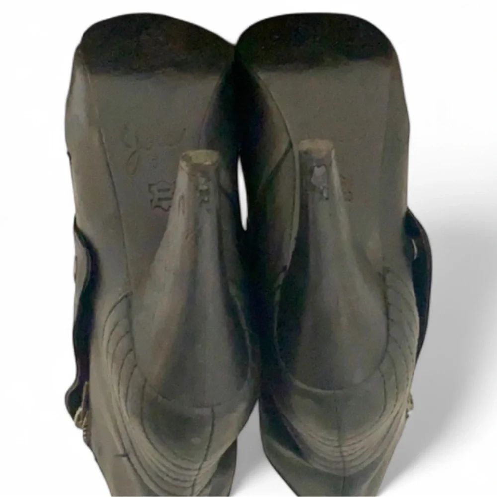 Authentic Joie black leather open toe ankle boots sz 7 Euro 37